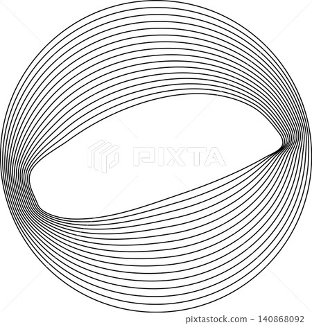 Circles round curve shape with wavy dynamic lines Circles round curve shape with wavy dynamic lines 140868092