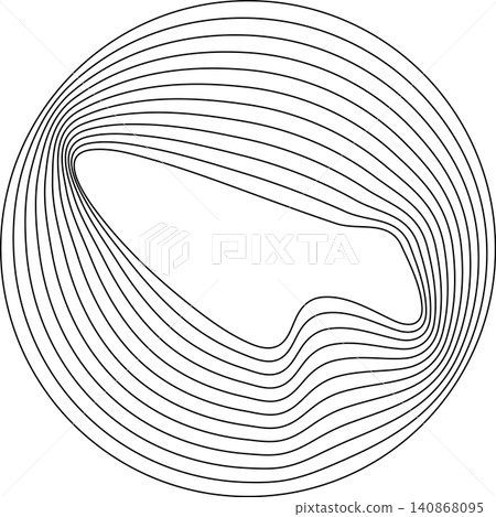 Circles round curve shape with wavy dynamic lines 140868095