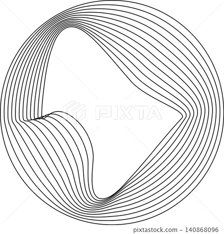 Circles round curve shape with wavy dynamic lines Circles round curve shape with wavy dynamic lines 140868096