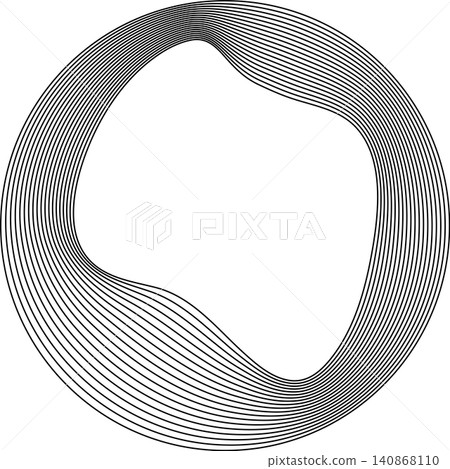 Circles round curve shape with wavy dynamic lines Circles round curve shape with wavy dynamic lines 140868110