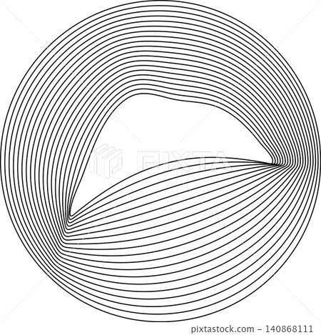 Circles round curve shape with wavy dynamic lines Circles round curve shape with wavy dynamic lines 140868111
