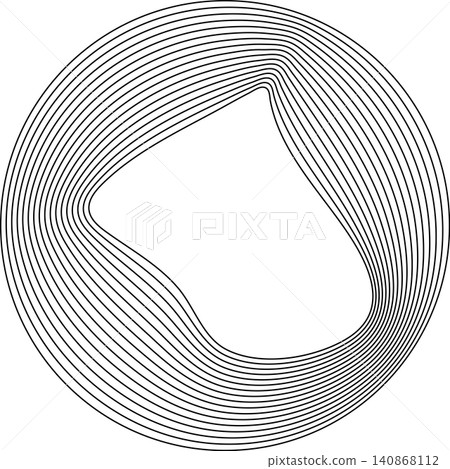Circles round curve shape with wavy dynamic lines Circles round curve shape with wavy dynamic lines 140868112