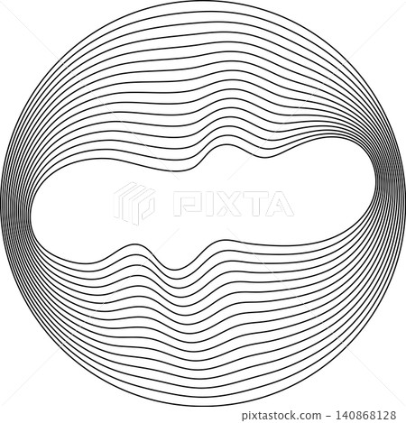 Circles round curve shape with wavy dynamic lines Circles round curve shape with wavy dynamic lines 140868128