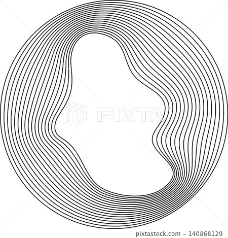 Circles round curve shape with wavy dynamic lines Circles round curve shape with wavy dynamic lines 140868129