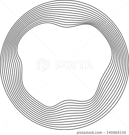 Circles round curve shape with wavy dynamic lines 140868130
