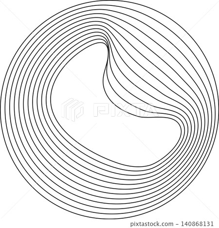 Circles round curve shape with wavy dynamic lines Circles round curve shape with wavy dynamic lines 140868131