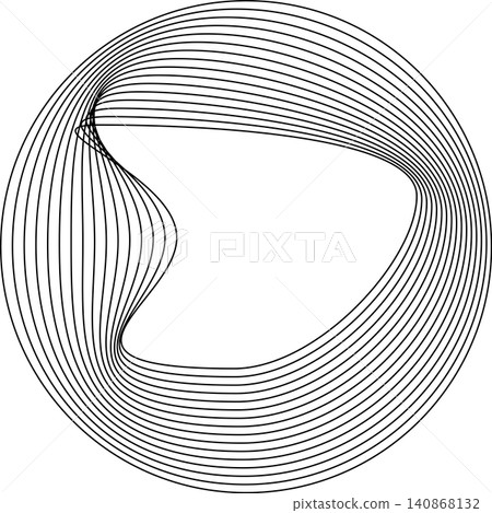 Circles round curve shape with wavy dynamic lines Circles round curve shape with wavy dynamic lines 140868132