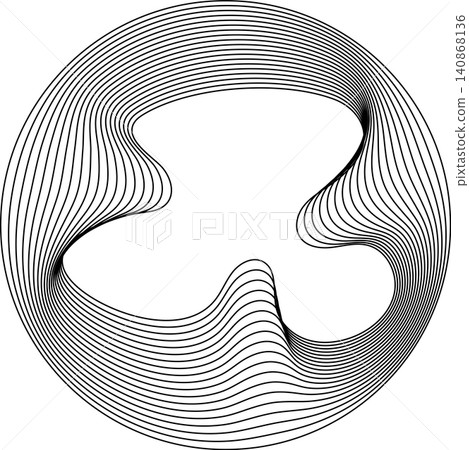 Circles round curve shape with wavy dynamic lines Circles round curve shape with wavy dynamic lines 140868136