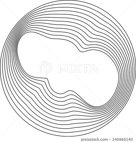 Circles round curve shape with wavy dynamic lines Circles round curve shape with wavy dynamic lines 140868140