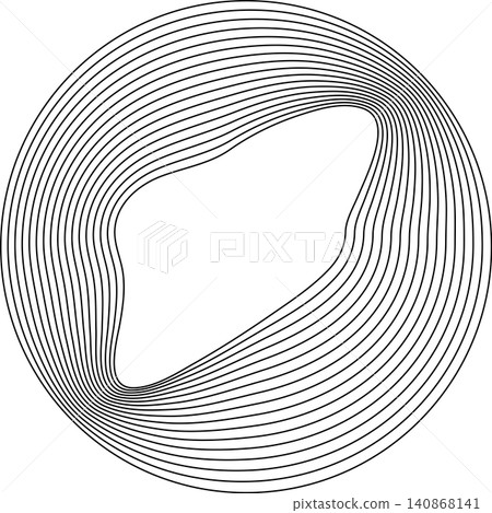Circles round curve shape with wavy dynamic lines Circles round curve shape with wavy dynamic lines 140868141
