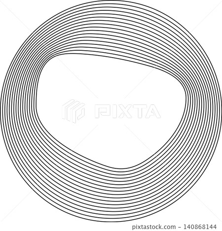Circles round curve shape with wavy dynamic lines Circles round curve shape with wavy dynamic lines 140868144