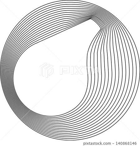 Circles round curve shape with wavy dynamic lines 140868146
