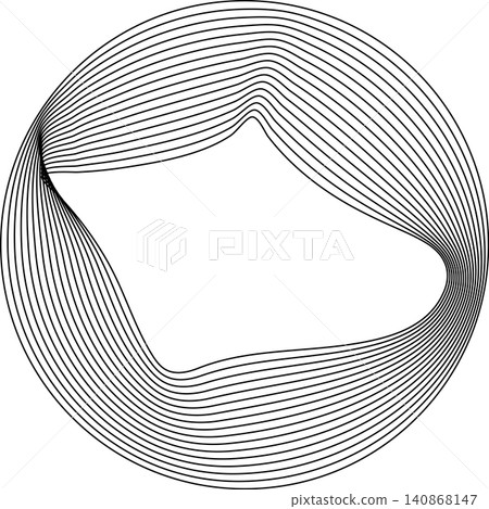 Circles round curve shape with wavy dynamic lines Circles round curve shape with wavy dynamic lines 140868147