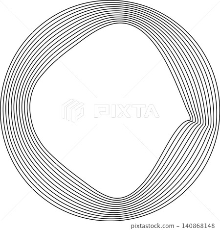 Circles round curve shape with wavy dynamic lines Circles round curve shape with wavy dynamic lines 140868148