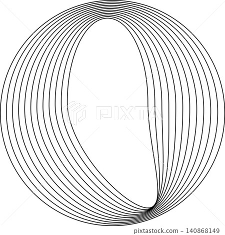 Circles round curve shape with wavy dynamic lines Circles round curve shape with wavy dynamic lines 140868149
