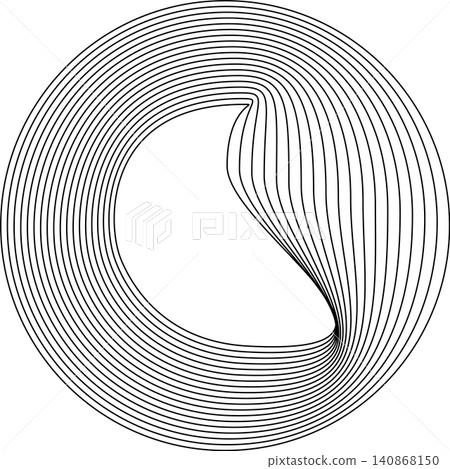 Circles round curve shape with wavy dynamic lines Circles round curve shape with wavy dynamic lines 140868150