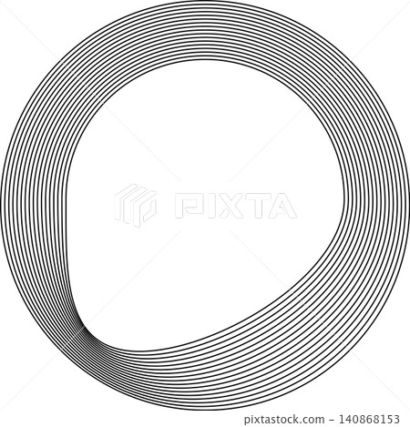 Circles round curve shape with wavy dynamic lines Circles round curve shape with wavy dynamic lines 140868153