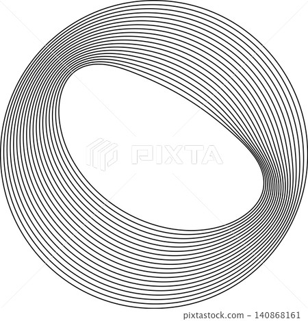 Circles round curve shape with wavy dynamic lines 140868161