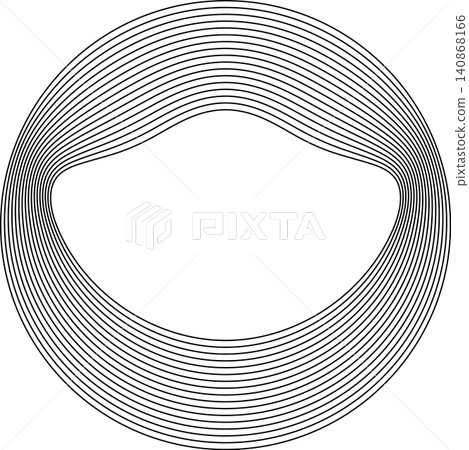 Circles round curve shape with wavy dynamic lines Circles round curve shape with wavy dynamic lines 140868166