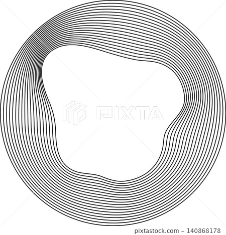 Circles round curve shape with wavy dynamic lines 140868178