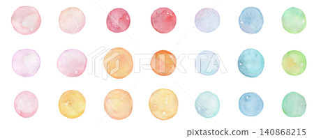 彩色水彩圓形圖標 彩色水彩圓形圖標 140868215