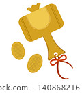 Simple icon of a mallet and a gold coin 140868216
