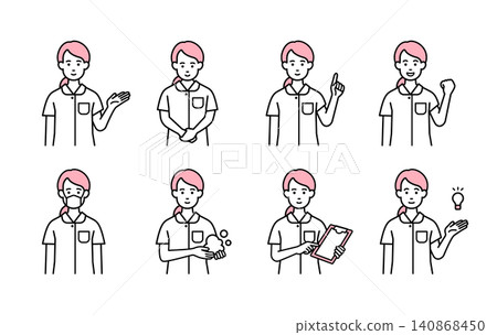 女性護理師插畫姿勢集 女性護理師插畫姿勢集 140868450
