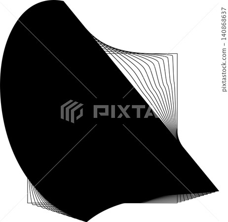 Square blend emblem. Curved lines with frame Square blend emblem. Curved lines with frame 140868637
