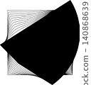 Square blend emblem. Curved lines with frame 140868639