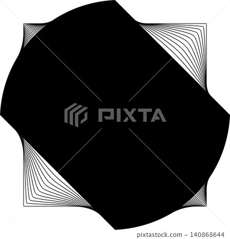Square blend emblem. Curved lines with frame Square blend emblem. Curved lines with frame 140868644