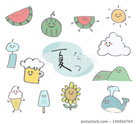 A set of hand-drawn illustrations related to summer - relaxed style A set of hand-drawn illustrations related to summer - relaxed style 140868764