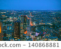 A panoramic view of Tokyo's nightscape bathed in the blue hour. 140868881