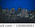 The night view of Shinjuku's sub-city center illuminated in the blue night 140868883