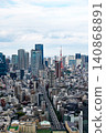 Tokyo Tower towering beyond the highway (daytime, vertical view) 140868891