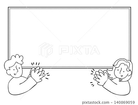 兩人,一男一女,朝著鏡頭鼓掌(黑白照片) 兩人,一男一女,朝著鏡頭鼓掌(黑白照片) 140869059