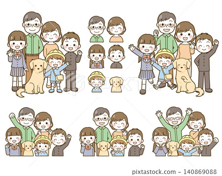 Family of 5 (middle school/high school students, toddler) + dog set Family of 5 (middle school/high school students, toddler) + dog set 140869088
