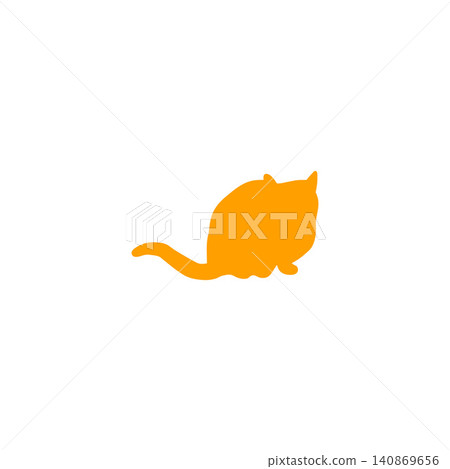 Orange cat silhouette illustration, sitting, white background, simple. Orange cat silhouette illustration, sitting, white background, simple. 140869656