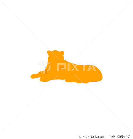 Silhouette illustration of an orange tiger sitting relaxed, on a white background, animal material. Silhouette illustration of an orange tiger sitting relaxed, on a white background, animal material. 140869667