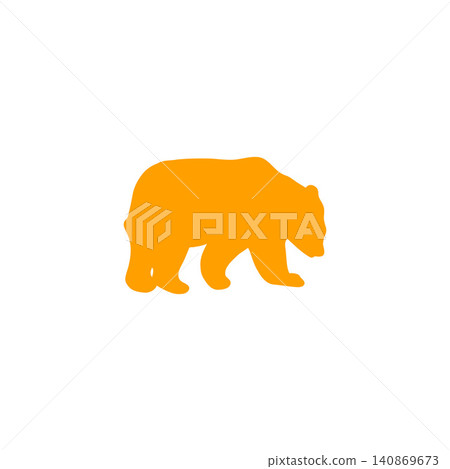 Walking bear orange silhouette illustration - simple animal material Walking bear orange silhouette illustration - simple animal material 140869673