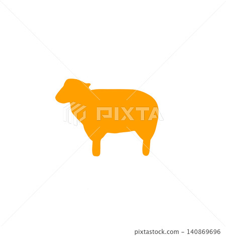 Orange sheep silhouette illustration, minimalist design, transparent background Orange sheep silhouette illustration, minimalist design, transparent background 140869696