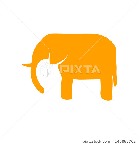 [圖示] 白色背景上的簡單橘色大象剪影插圖 140869702