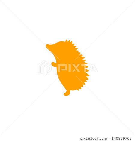Simple silhouette illustration of an orange hedgehog, suitable for children, on a white background. Simple silhouette illustration of an orange hedgehog, suitable for children, on a white background. 140869705