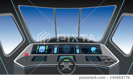 Futuristic Spaceship Cockpit Interior with Digital Control Panel and Earth Monitor Futuristic Spaceship Cockpit Interior with Digital Control Panel and Earth Monitor 140869776