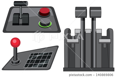 Industrial Control Panel Vector Illustration with Levers and Buttons Industrial Control Panel Vector Illustration with Levers and Buttons 140869806