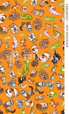 Seamless Pattern of Cute Cartoon Australian Wildlife and Exotic Animals Seamless Pattern of Cute Cartoon Australian Wildlife and Exotic Animals 140869863