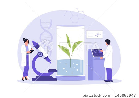 Illustration of Scientists Conducting Plant Biotechnology Research Illustration of Scientists Conducting Plant Biotechnology Research 140869948