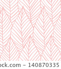 Leaf pattern seamless design, hand-drawn line art, beige plant motif, for textiles and wallpaper backgrounds. 140870335