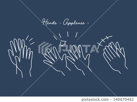 Set of navy blue illustrations featuring hands and clapping poses Set of navy blue illustrations featuring hands and clapping poses 140870482