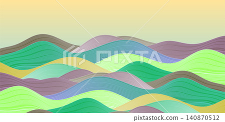 色彩繽紛的抽象波浪圖案風景背景插圖 色彩繽紛的抽象波浪圖案風景背景插圖 140870512