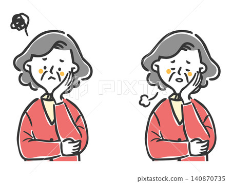Depressed senior woman, upper body, vector Depressed senior woman, upper body, vector 140870735